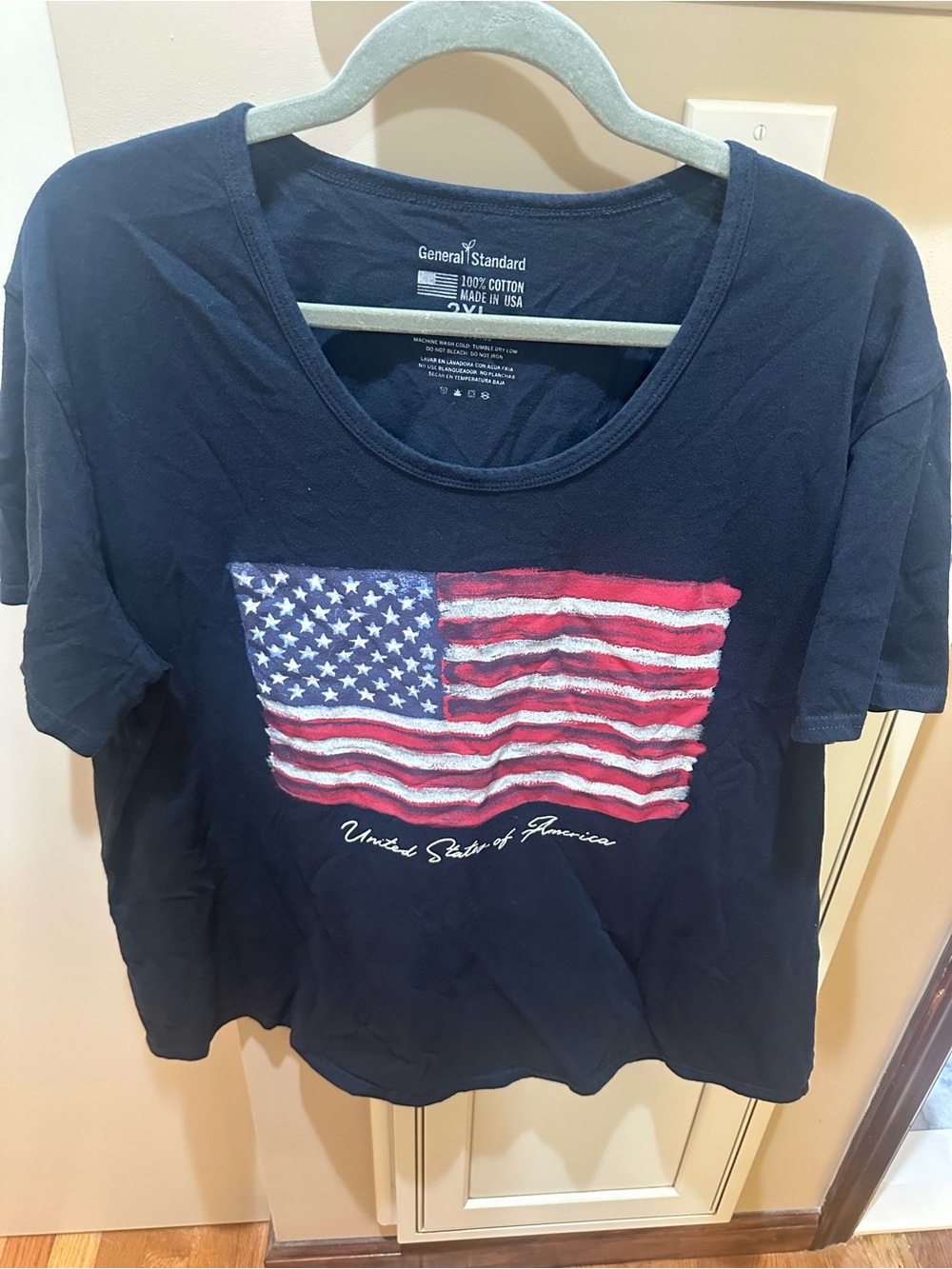 General Standard Navy T-Shirt with American Flag